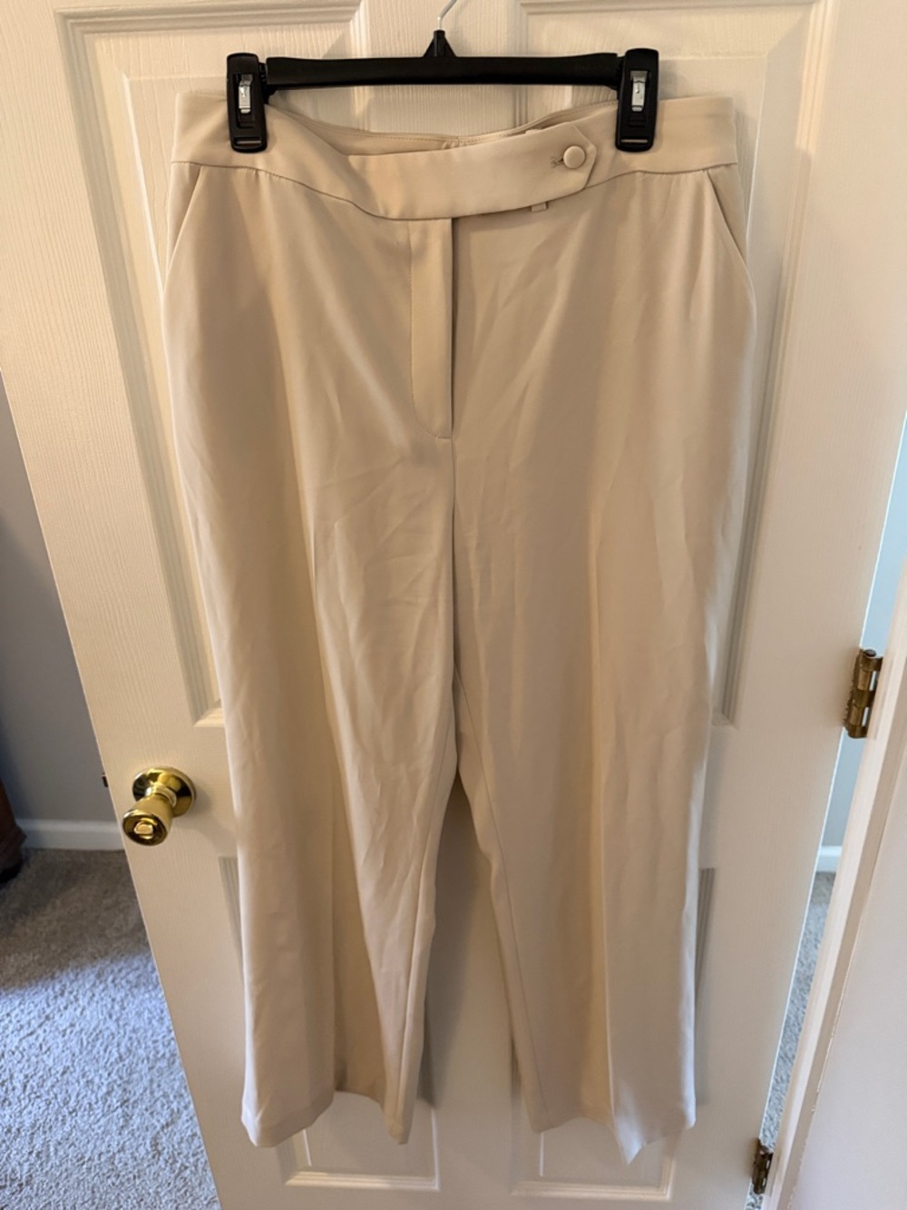 Calvin Klein Cream Wide-Leg Dress Pants